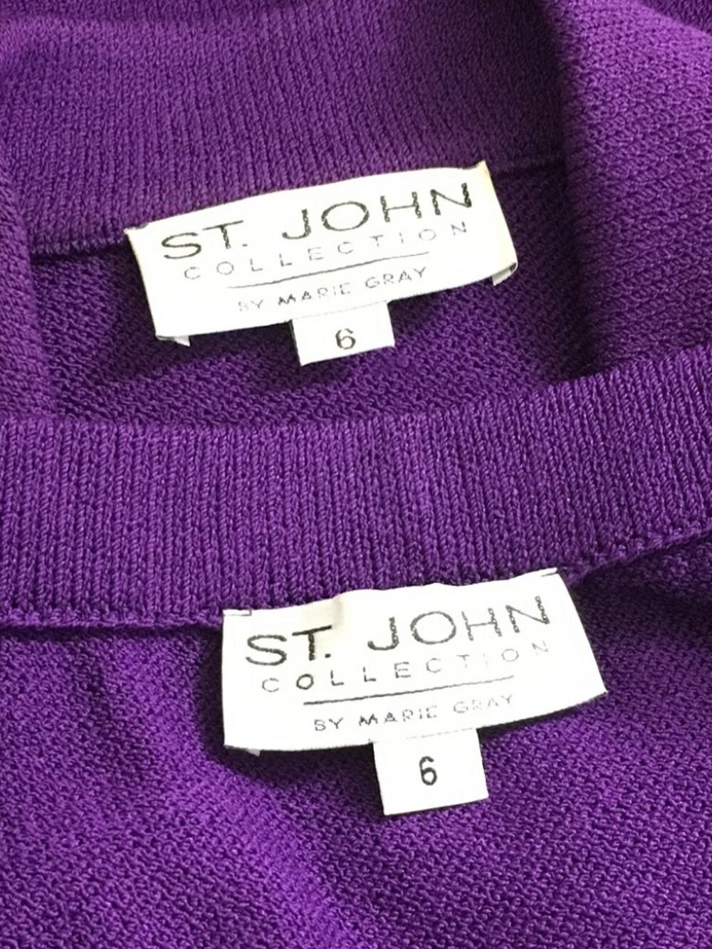 BEAUTIFUL St John collection knit purple jacket skirt suit size 6 - Picture 10 of 10